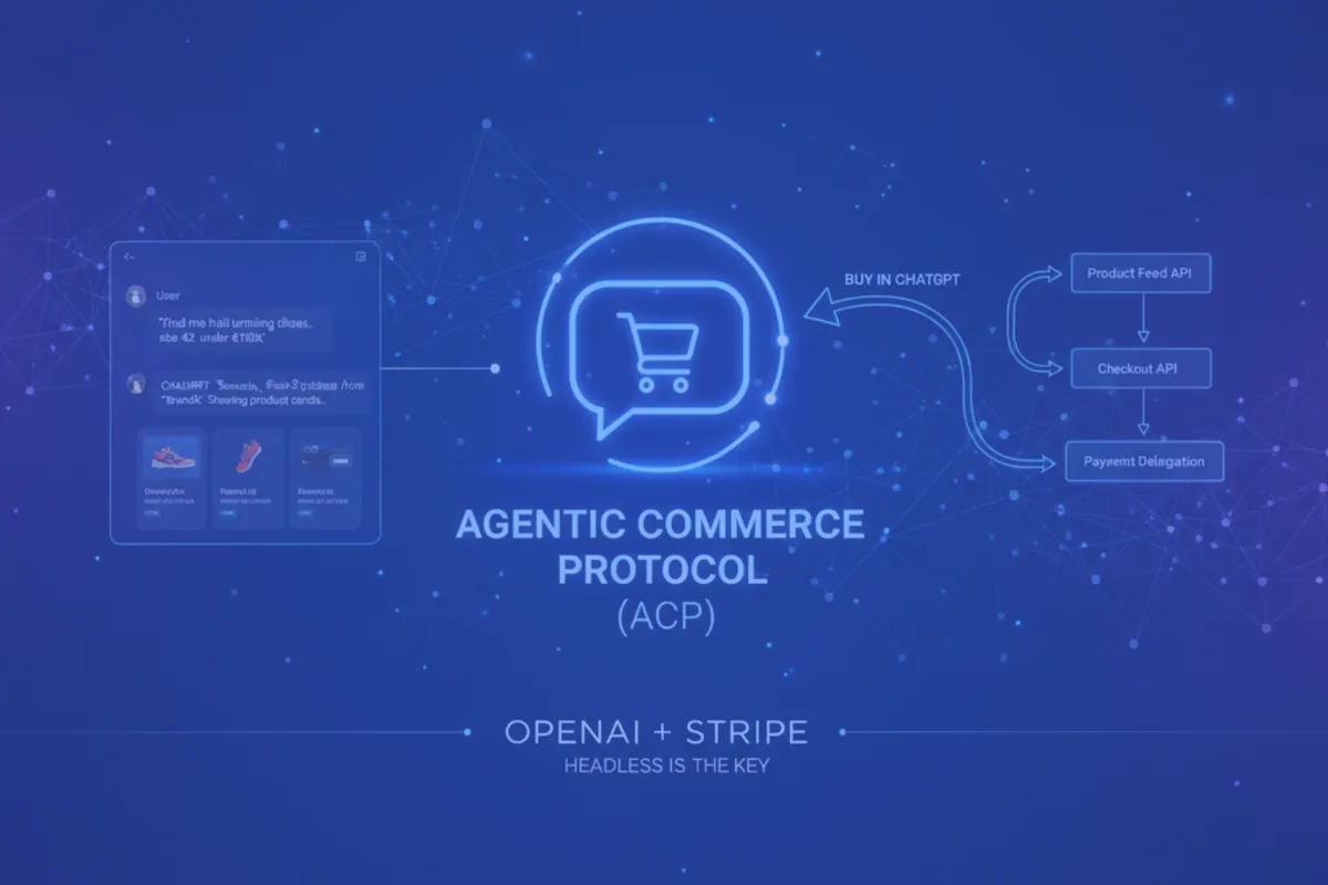 Illustration de l'article sur le commerce agentique et les architectures headless